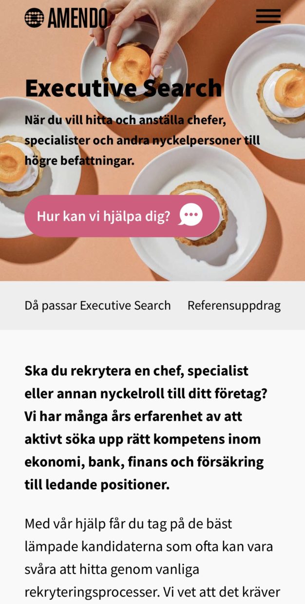 Sida om executive search på Amendo.se