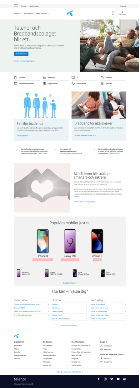 Startsidan på telenor.se